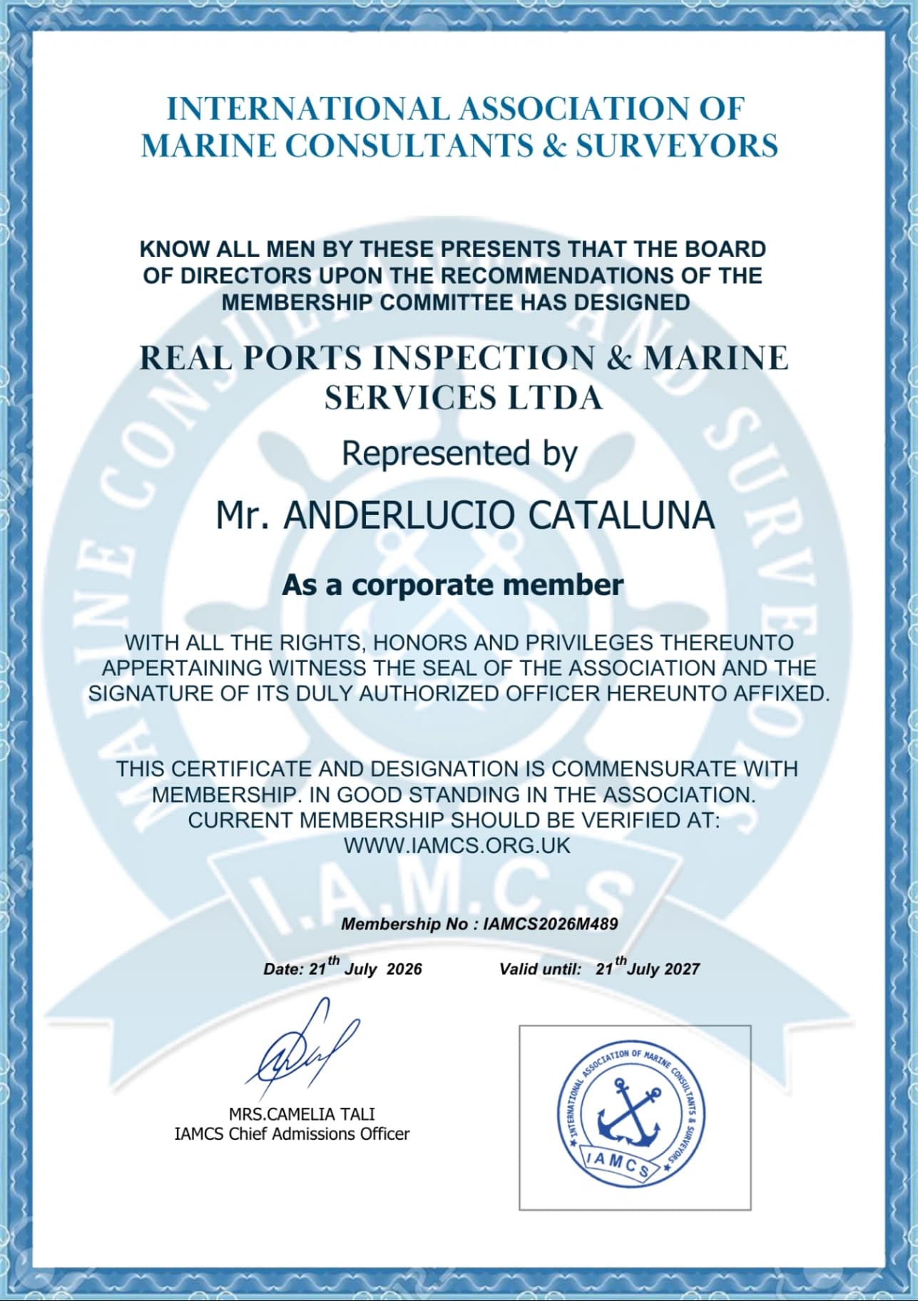 Certificate Full Member