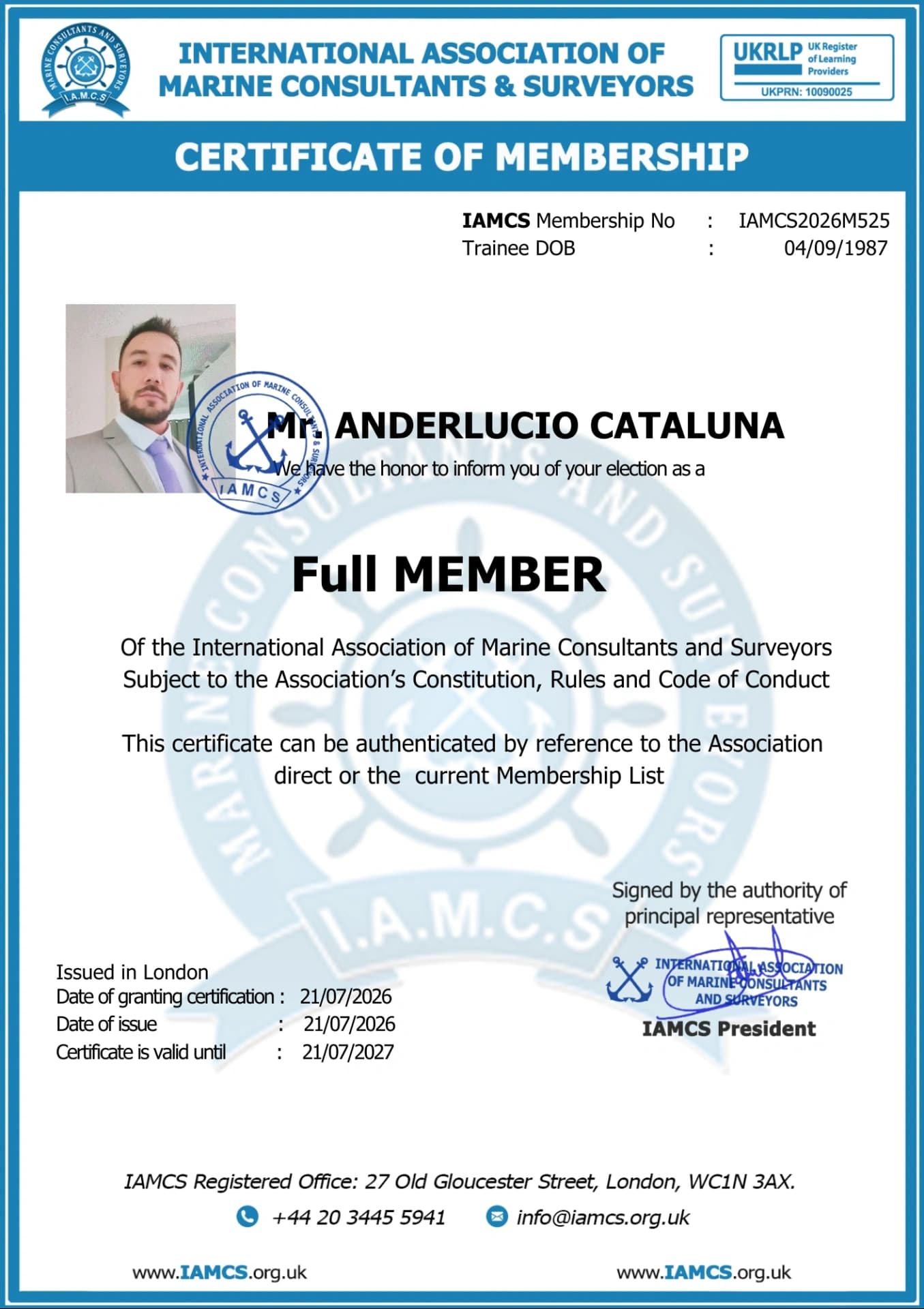 Certificate Full Member