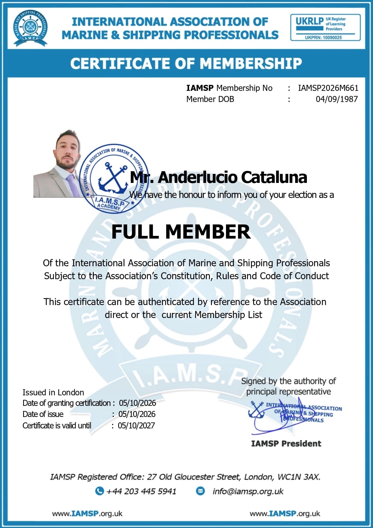 Certificate Full Member